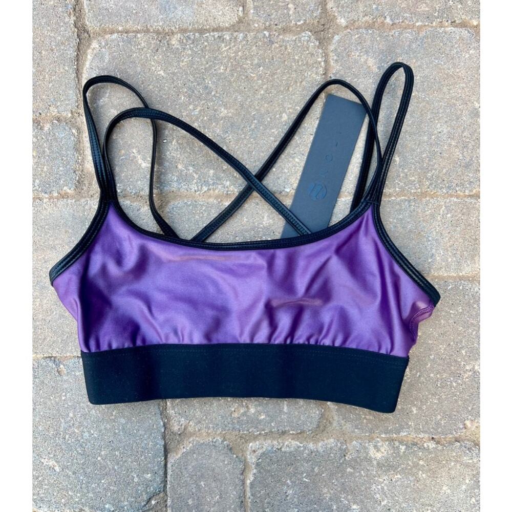 NWT Noli purple shimmer strappy studio bra size small